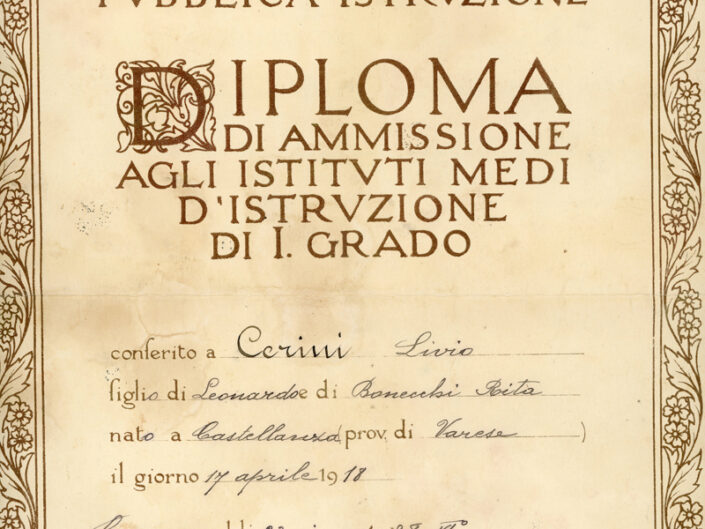Fondo famiglia Visconti Cerini di Castegnate - Diploma di Livio Cerini - 23 giugno 1928